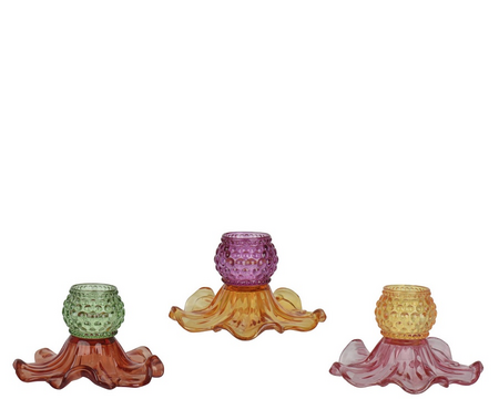 Theelichthouder glas d16.5h10cm a3