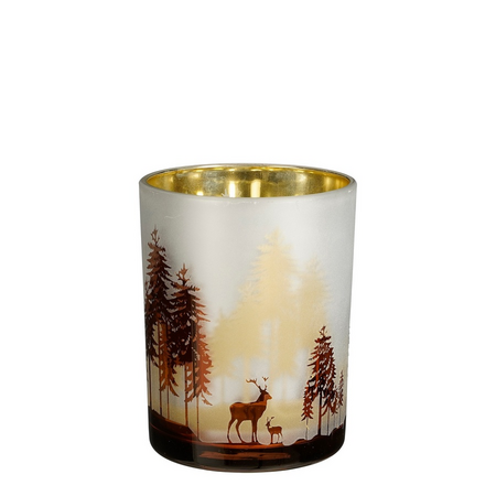 Theelichthouder hert h12.5d10cm gd