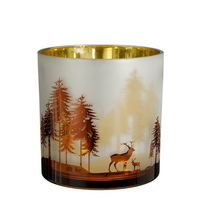 Theelichthouder hert h15d15cm goud