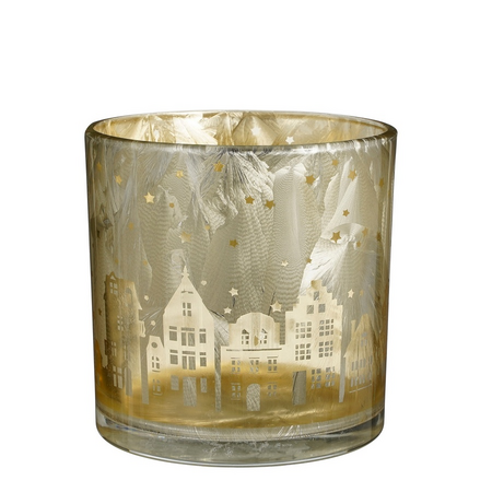 Theelichthouder huis h15d15cm zlvr