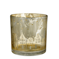 Theelichthouder huis h15d15cm zlvr