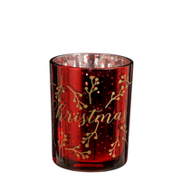 Theelichthouder kerst h12.5d10cm rd