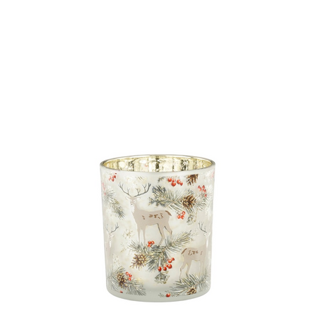 Theelichthouder rendier d9h10cm zilver