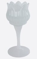 Theelichthouder s glas 7x7x16cm wit