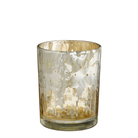 Theelichthoudr huis h12.5d10cm zlvr