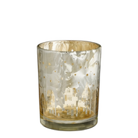 Theelichthoudr huis h12.5d10cm zlvr