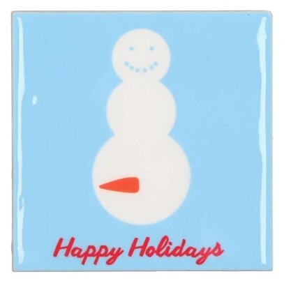 TILE HAPPY HOLIDAYS SNOWMAN 10X10X1CM NM