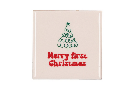 TILE MERRY FIRST CHRISTMAS 10X10X1CM