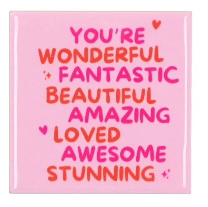TILE YOU'RE WONDERFUL PINK 10X10X1CM