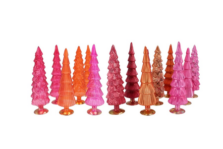 TWINKLE FUCHSIA MIX GLASS TREE SHINY per stuk 9X25CM