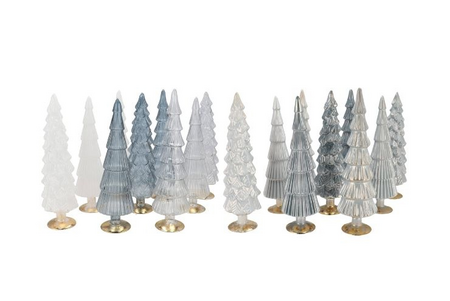 TWINKLE GREY MIX GLASS TREE SHINY per stuk 9X25CM