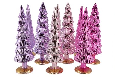TWINKLE PRETTY PINK GLASS TREE METALLIC ASS 9X35CM