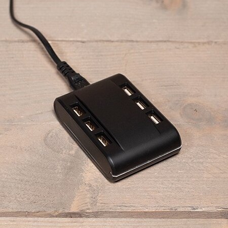 Usb oplaadstation 6 ingangen zwart