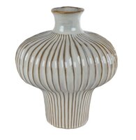 Vaas aardew 25x23x29cm wit/bruin