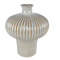 Vaas aardew 31x31x35cm wit/bruin