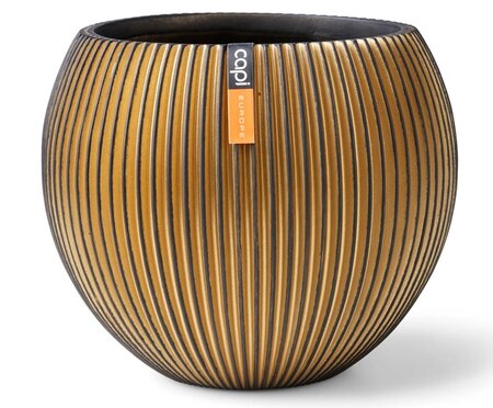 Vaas bol groove 12h10cm zwart/goud