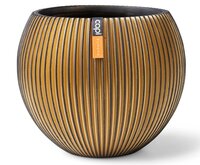 Vaas bol groove 12h10cm zwart/goud