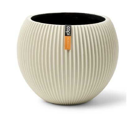 Vaas bol groove d22h18cm beige