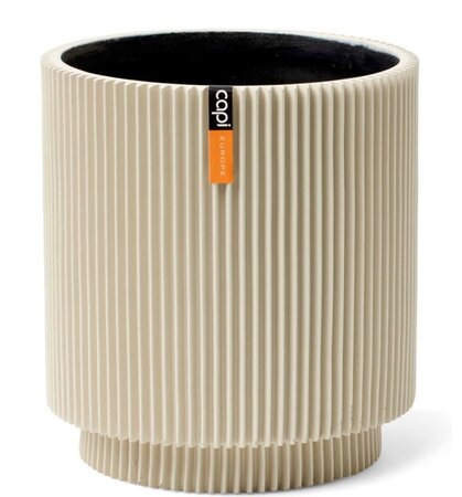 Vaas cilinder groove d23h25cm beige