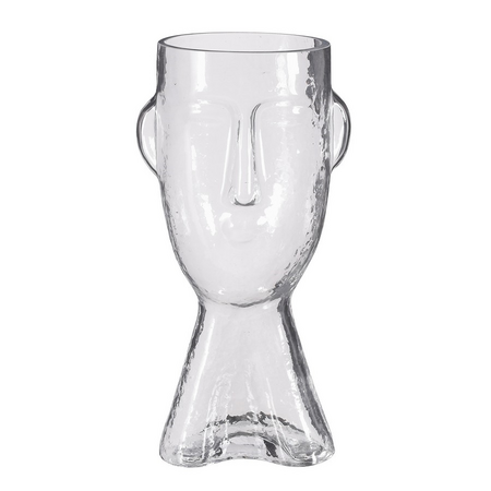 Vaas gezicht d16h32cm transparant