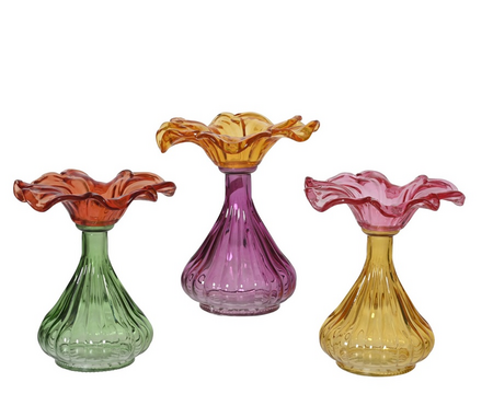 Vaas glas bloem d16.5h19cm a3