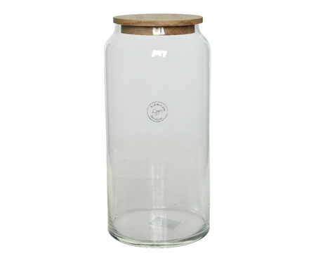 Vaas glas hout d14 h30cm helder - afbeelding 1