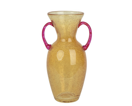 Vaas glas l18.8b14.8h32.5cm oranje