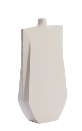 Vaas metaal l25b8h51cm wit