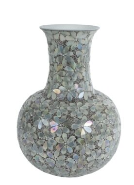 Vaas mozaiek glas 26x26x36cm zilver