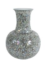 Vaas mozaiek glas 26x26x36cm zilver