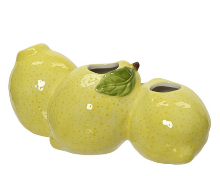 Vaas porselein l10.2b21.8h9cm geel