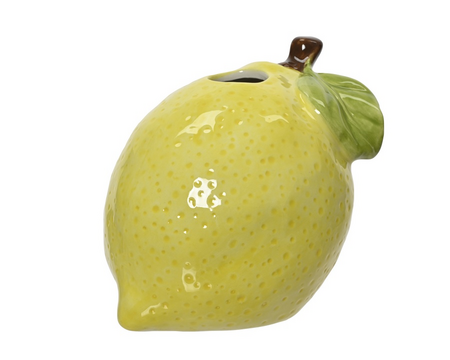 Vaas porselein l9.6b11.2h10cm geel