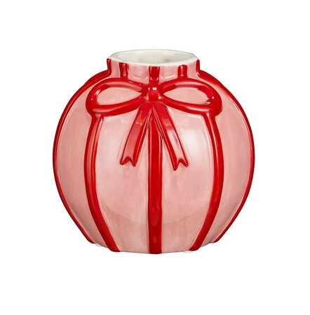 Vaas strik d15h14cm roze