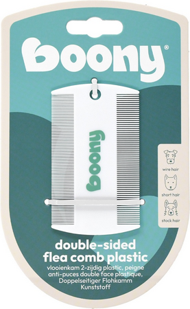 Vlooienkam hond 2-zijdig plastic wit
