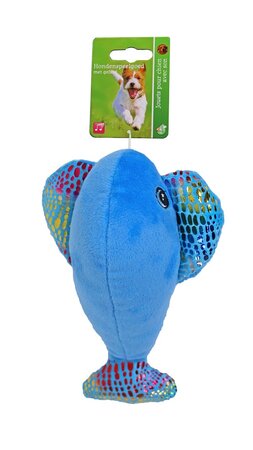 Walvis pluche blauw met piep l17cm