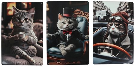 Wandbord gentlemen cat 20x30x1cm per stuk