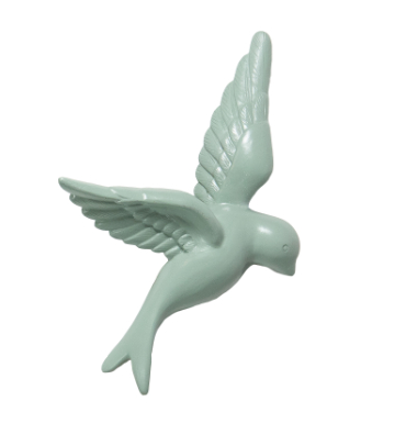 Wanddeco vogel groen klein l6 b12 l16cm