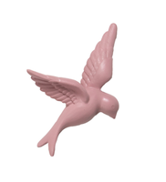 Wanddeco vogel roze klein l5 b12 h16