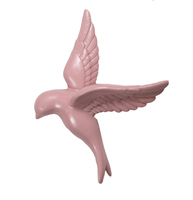Wanddeco vogel roze l5 b12 h16