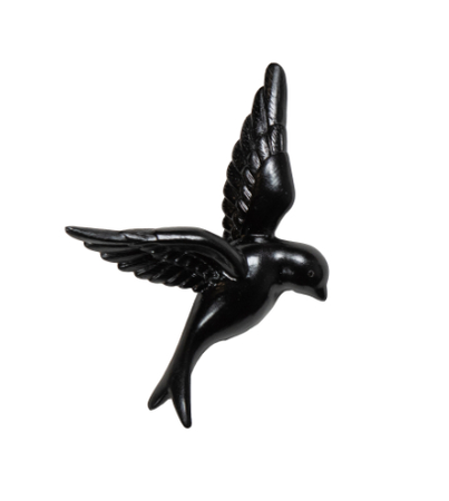 Wanddeco vogel zwart klein l5 b12 h16cm