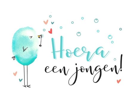 Wenskaart grow hoera een jongen
