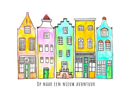 Wenskaart grow hollandse huisjes