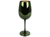 Windlicht glas 6x7x22cm groen/goud