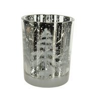 Windlicht glas d10h12.50cm zilver - afbeelding 2