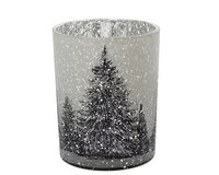 Windlicht glas d12h18cm wit/zwart