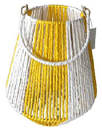 Windlicht papier d21h25cm wit/geel