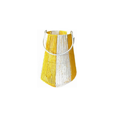 Windlicht touw d35h50cm wit/geel