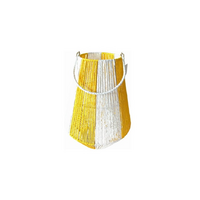 Windlicht touw d35h50cm wit/geel