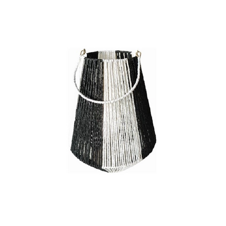 Windlicht touw d35h50cm wit/zwart