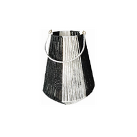 Windlicht touw d35h50cm wit/zwart